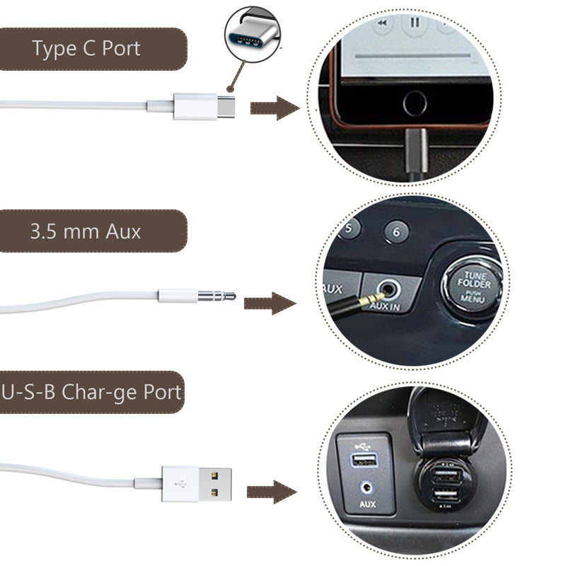 LITEMATIRA Type C Vehicle Cable for BM-W, Auxillary Input Connector Car Stereo aux Adapter 3.5mm Interface Y Cable