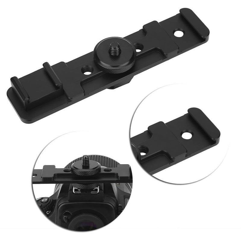 Vbestlife Camera Dual Hot Shoe Extension Bar Mount Bracket for Fill Light Microphone