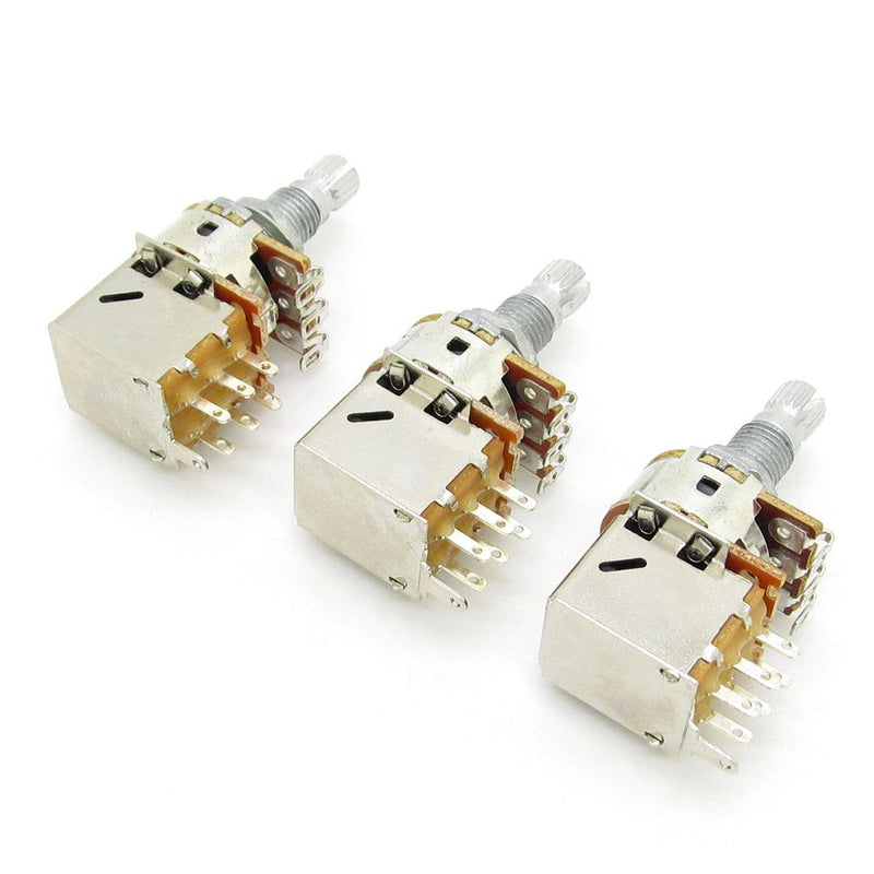 A500k Push Pull Potentionmeter Volume Tone Switch Pots Shaft 18mm for Guitar Bass Accessories Pack of 3