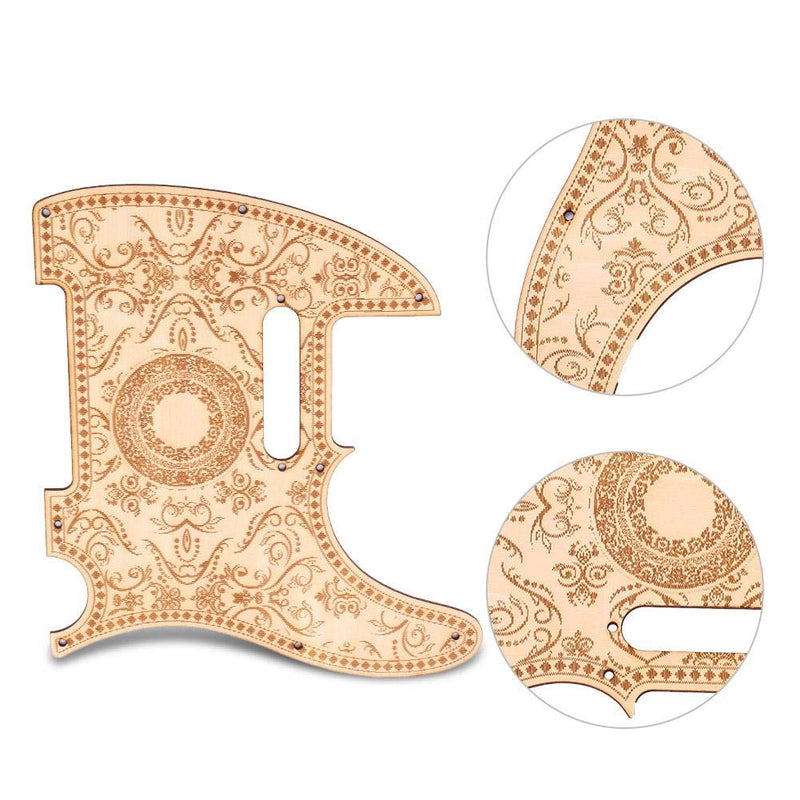 Dilwe Guitar Pickguard, Maple Wood Plate Protector Engraving Vintage Style Pickguard Set for TL Guitar Replacement Parts