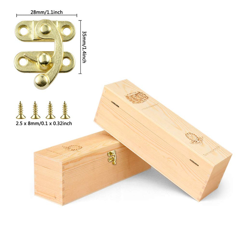 PGMJ 20 Pieces Jewelry Box Hardware Thickened Solid Antique Right Latch Hook Hasp Horn Lock Wood Jewelry Box Latch Hook Clasp and 80 Replacement Screws (Gold) Gold