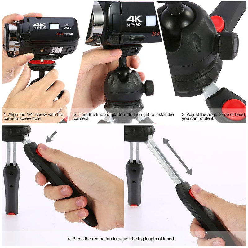 Andoer Mini Tabletop Tripod Phone Camera Tripod Removable Ball Head Portable Foldable with 1/4" Mounting Screw for DSLR/Mirrorless Cameras DV LED Video Light