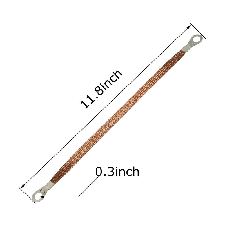 MEETOOT 10pcs 300mm Braided Ground Strap Automotive Engine Copper Ground Strap Wire with Terminals Plugs