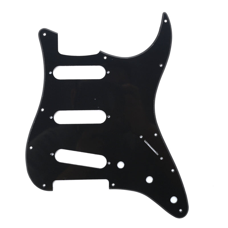Musiclily SSS 11 Holes Strat Electric Guitar Pickguard and BackPlate Set for Fender US/Mexico Made Standard Stratocaster Modern Style Guitar Parts,1Ply Black 1ply Black