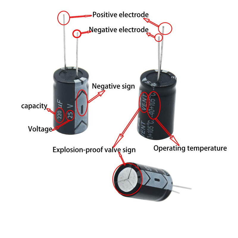 Electrolytic Capacitors 2.2uF 22uF 220uF 2200uF 6.3V 10V 16V 25V 50V 63V 100V 250V 400V Used in Toys Home Appliances Smart Meters Lighting Audio18Value 300Pcs XUANSN Capacitor Kit 300P