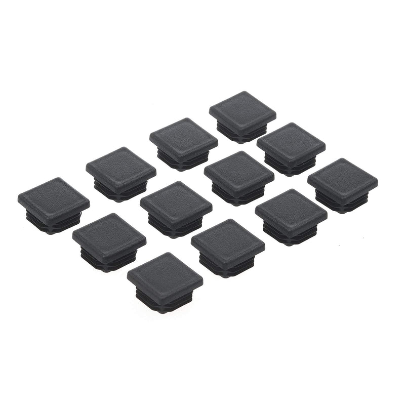 2 Inch Square Plastic Plug, End Caps for Tubing Pipe OD 2" x 2" (not ID), Steel Chair Leg End Caps, Bar Stool Glides Inserts, Fence Plugs, Furniture or Fitness Equipment End Caps (12 Packs) 2 Inch
