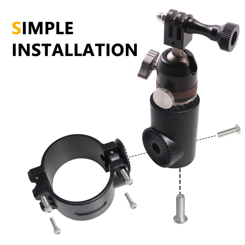 BESTAOO UTV ATV Camera Mount Compatible with GoPro for 1.75"-2" Roll Bar, Aluminum 360° Rotation Action Camera Holder for All GoPro Models, Such as Hero 9, 8,7,5 4, GoPro Max, Insta360 etc Black