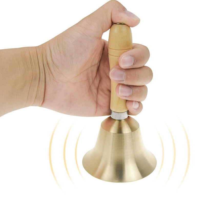 Yolyoo Super Loud Solid Brass Hand Call Bell with Wooden Handle (3.15in x 5.9in)
