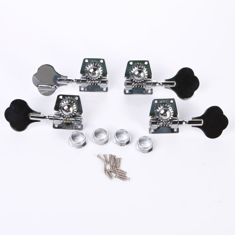 Foto4easy Set of 4 Pieces (2R+2L) Nickel Jazz Bass Tuners Fits Fender Guitar Tuning Pegs (Silver)