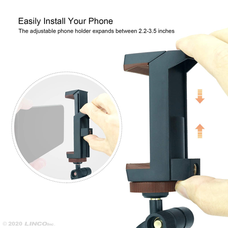 LINCO Lincostore 3 Pack Mini Ball Head with 1/4" Screw Mount & Phone Clamp Holder 360 Degree Rotatable Tripod Ball Head for DSLR Cameras HTC Vive Monopods Camcorder Light Stand AM283