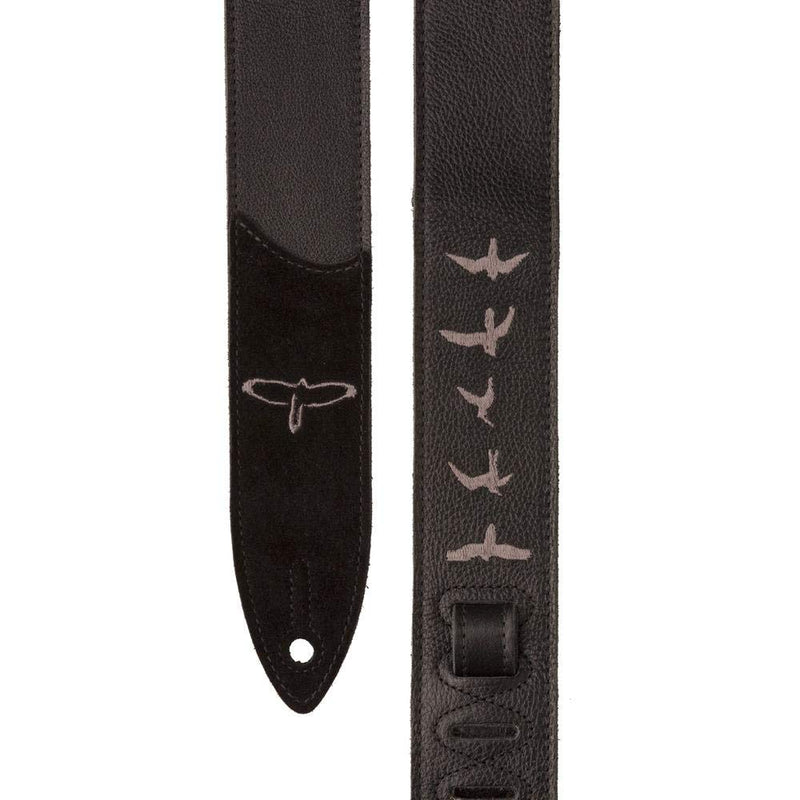 PRS Guitars Premium Leather 2" Strap Embroidered Birds, Black (ACC-3166)