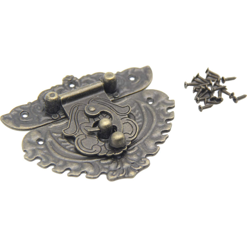 2Pcs Latch Hasp Antique Brass Decorative Hasp Jewelry Wooden Box Hasp Latch Lock with Screws for Drawer Cabinet Jewelry Wooden Case Box Antique Bronze Lock, 86x76mm 86*76mm