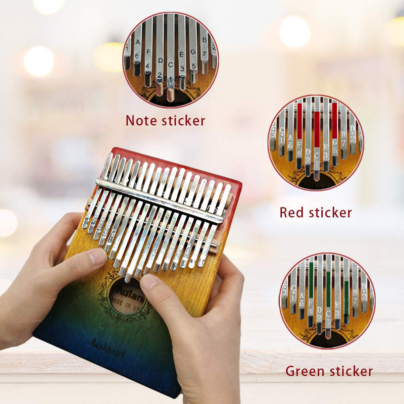 Auland Kalimba Thumb Piano 17 Keys Colorful Portable Mbira Sanza Finger Piano Musical Instruments with Tuning Hammer Gifts for Beginners, Kids, Adults