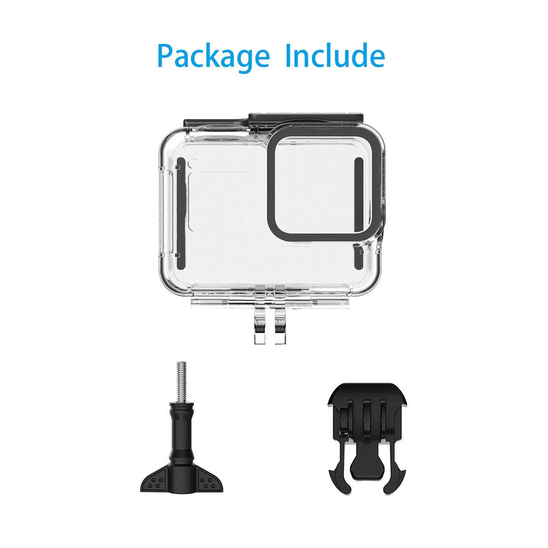 FINEST+ 60m Waterproof Housing Case for GoPro Hero 8 Black Diving Protective Housing Shell with Bracket Accessories for Go Pro Hero8 Action Came Rubber Material Pins Protect The Power Botton Waterproof Case for GoPro Hero 8