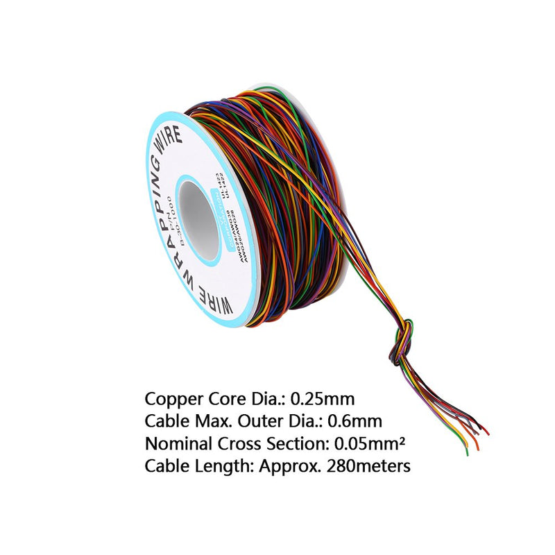 8-Wire Colored Insulation Test Wrapping Cable P/N B-30-1000 250M 30AWG Tinned Copper Solid Cable 280M