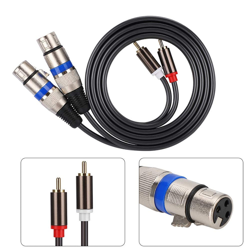 Dual for RCA Male to Dual XLR Female Audio Adapter Cable Patch Cord Double-row PVC Wire for Audio Connections from Microphone Mixers, Headphone Amplifiers, and other Equipment.