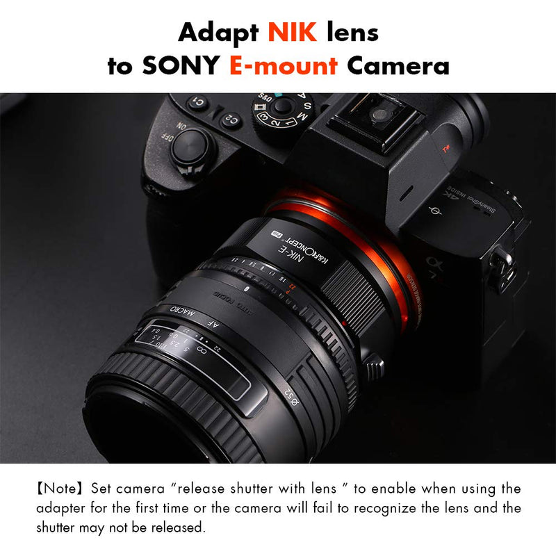 K&F Concept Nikon to Sony Adapter for Nikon AI F Mount Lens to E NEX Mount Mirrorless Camera with Matting Varnish Design Compatible for Sony A6000 A6400 A7II A5100 A7 A7RIII NIK-E