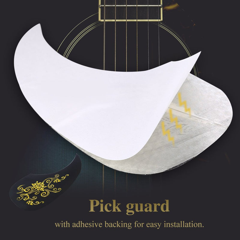 Dilwe 2Pcs Guitar Pickguard Sticker, Comma Shape Pick Guard for Acoustic Guitar Accessory (Gold Vine)