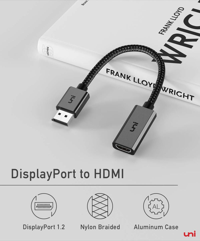 DisplayPort to HDMI Adapter, uni DP to HDMI Adapter (4K UHD ) Uni-Directional Display Port to HDMI Converter Compatible for Lenovo, HP, DELL, GPU, AMD, NVIDIA and More