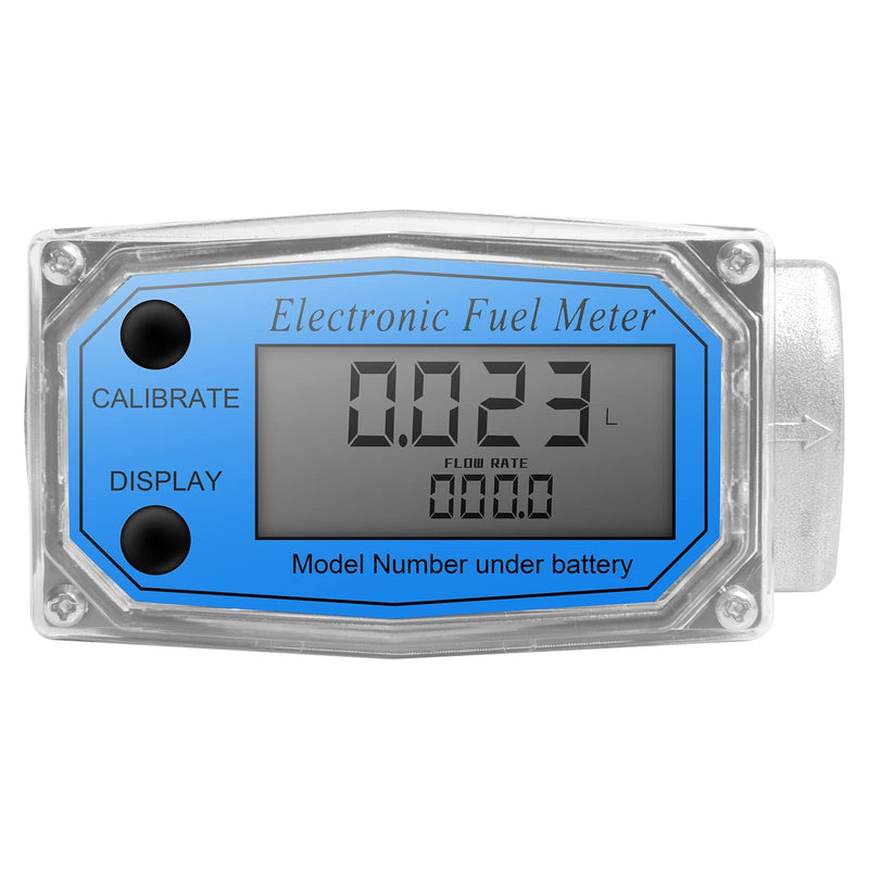 YFIXTOOL 1" Digital Turbine Flow Meter, LCD Digital Display Flowmeter, Gas Oil Fuel Flowmeter for Diesel, Kerosene, Gasoline, Aluminum Stainless Steel. Flow Rate of 10-100LPM(2.6-26GPM). 1inch