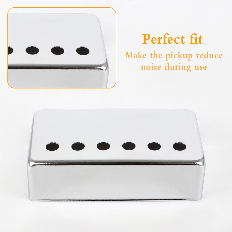 Jubaopen 3PCS Pickup Covers Humbucker Pickups Set Guitar Pickup Cover Aluminum Alloy Humbucker Cover for Neck Bridge of Electric Guitars(7×3.8×1.9cm, Silver)