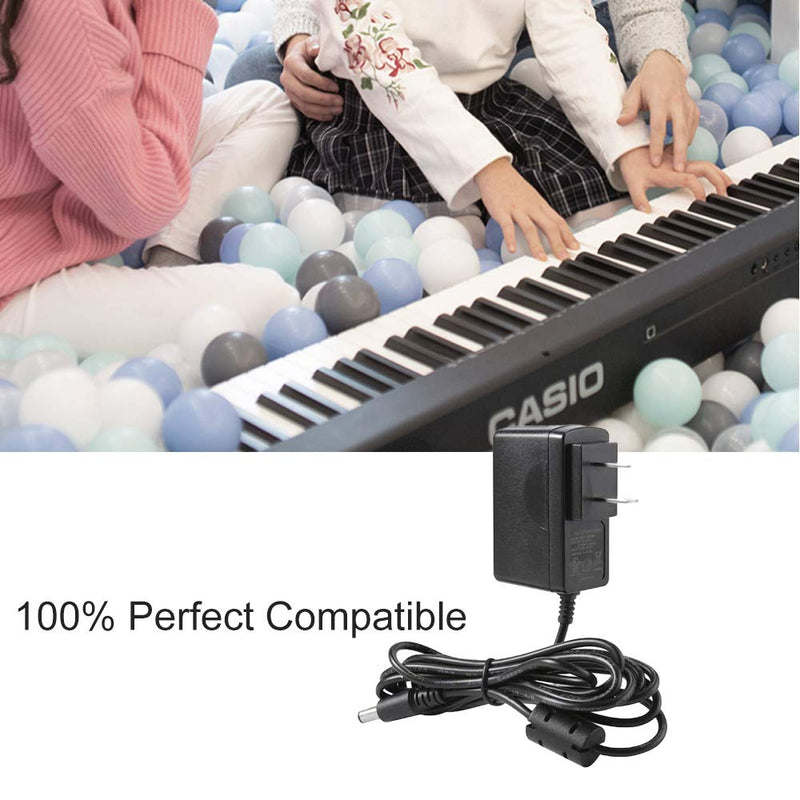 F1TP 9V AC/DC Power Supply Adapter Cord for Casio Piano Keyboard AD-5 AD-5MU AD-5MR WK-110 WK-200 LK-43 LK-100 LK-220 CTK-496 CTK-573 CTK-700 CTK-710 CTK-720 CTK-2100, 6.6 Feet Long Cable