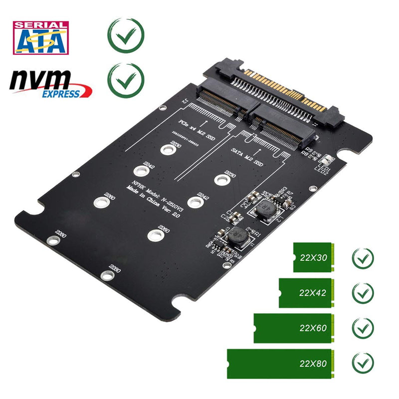 CY PCIE to SATA Adapter SFF-8639 NVME U.2 to Combo NGFF M.2 M-Key SATA PCIe SSD Adapter for Mainboard Replace SSD 750 p3600 p3700 Black NGFF-8639 Case