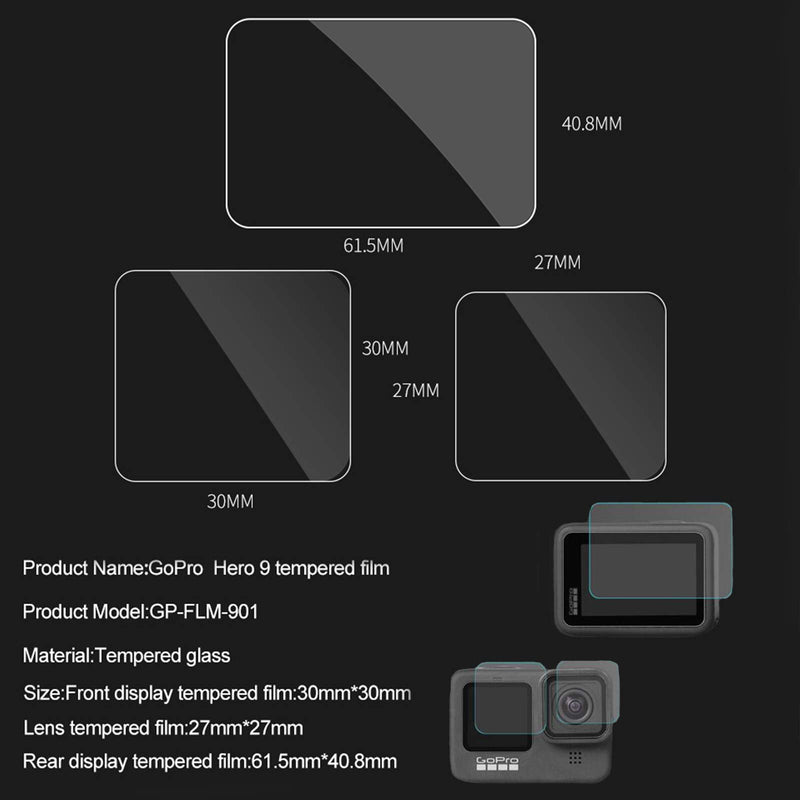 OneCut Tempered Glass Protector Cover for GoPro Hero 9 Black, 3PCS Ultra Clear Protection Camera Lens Screen Gopro Hero 9 Protective Film Accessories (3) 3