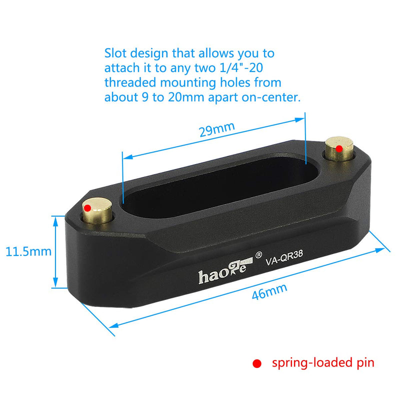 Haoge VA-QR38 Quick Release NATO Rail Plate with 1/4'' Screws for Camera Cage Cheese Plate fit NATO-Compatible Handle Clamp Articulating Arms Monitor Mount 46mm NATO Rail