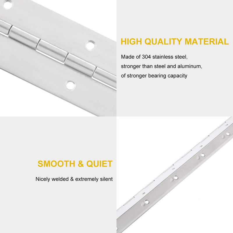 BEAMNOVA 2 Pcs Piano Hinge Continuous Hinges 2x12 Inch 304 Stainless Steel with Screws