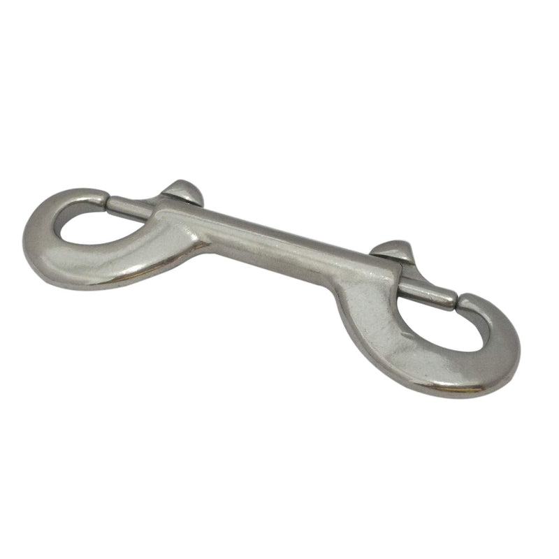 Pair of 316 SS Marine Grade 4-1/2''(115MM) Double Ended Bolt Snap Hook Double End Snap Trigger Chain Diving Clips for Water Bucket/Dog Leash/Pet Feed Bucket/Pet Hammock (Silver)