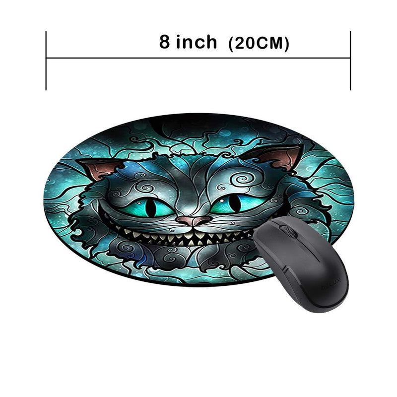 Computer Gaming Mouse Pad Non-Slip Rubber Material Round Mouse Mat for Office and Home Laptop Desktop Mousepad (8 Inch) - Cheshire Cat