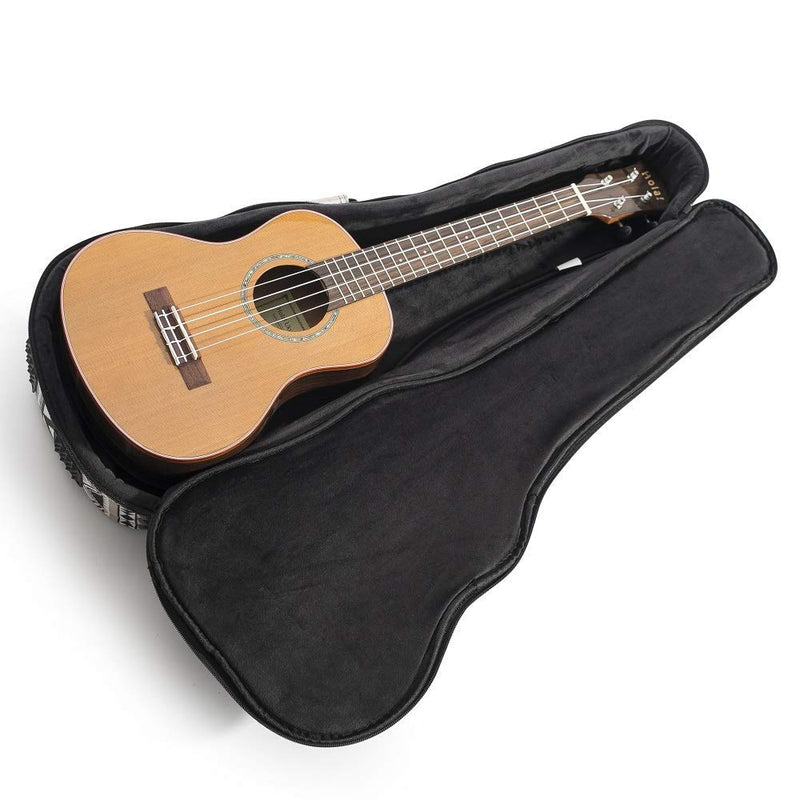 Hola! Music Heavy Duty TENOR Ukulele Gig Bag (up to 27 Inch) with 12mm Padding, Black&White