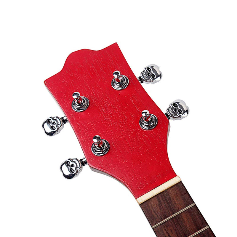 SUPVOX 2R2L Guitar Tuning Pegs Tuners Machine Skull Head Guitar String Tuning Pegs Machine Head Tuners for 4 String Guitar Ukulele Parts (Silver)