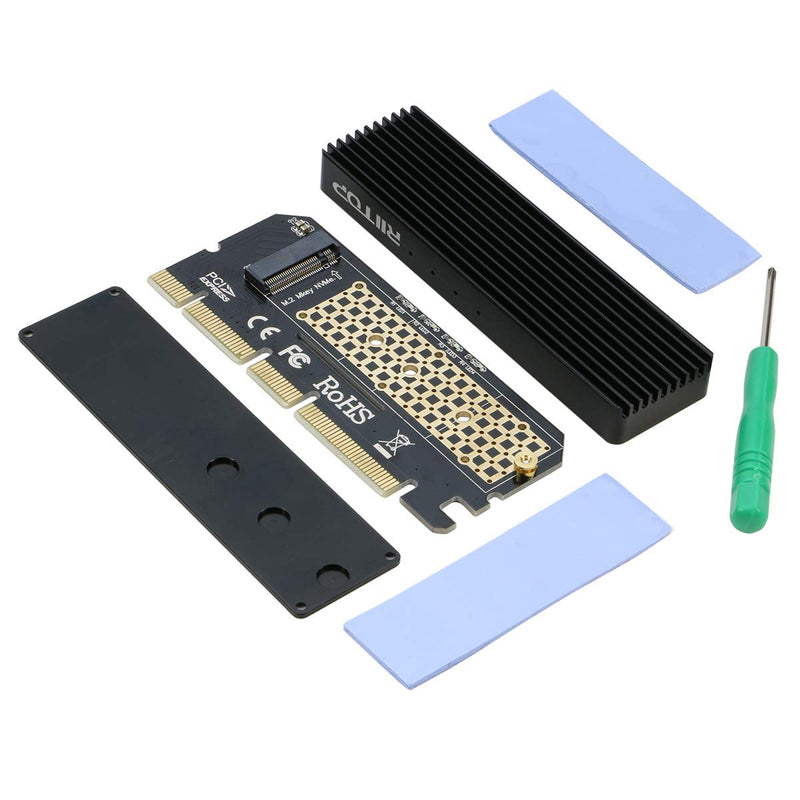RIITOP NVMe Adapter M.2 PCIe SSD to PCI-e x4/x8/x16 Converter Card with Heat Sink for M.2 (M Key) NVMe SSD 2280/2260/2242/2230 [Upgraded]