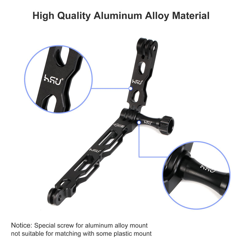 (7 Pcs) HSU All Aluminum Alloy Extension Arm Kit Metal Pole Mount Helmet Stick Extension Arm Mount for GoPro Hero 10/9/8/7/6/5 Black,Session 5/4,Hero 3+, DJI Osmo Action and More (11.8”/6.5”/3.3”)