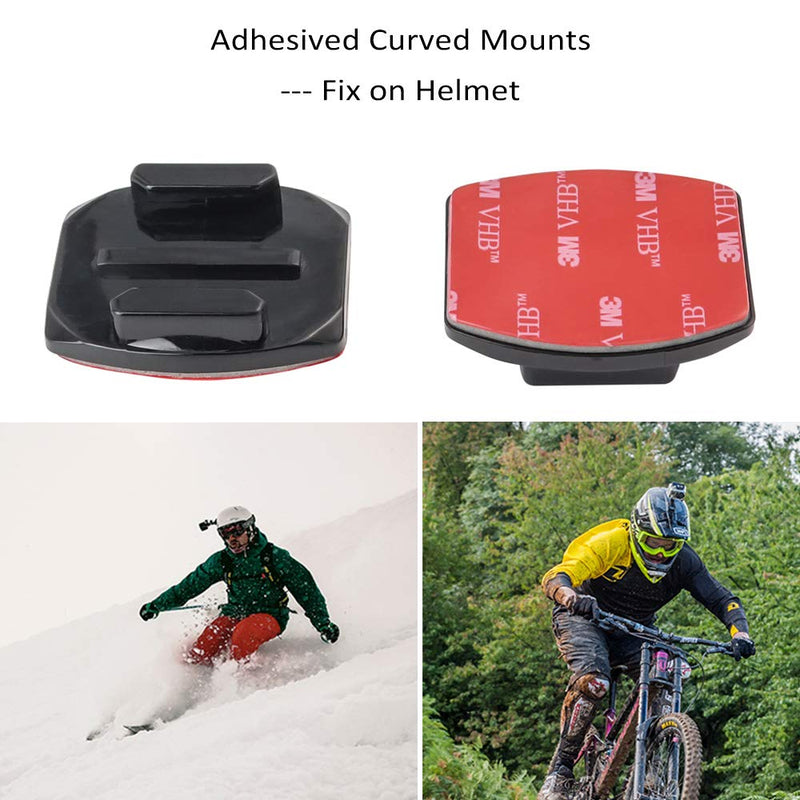 [AUSTRALIA] - Woleyi Action Camera Accessories, Adhesived Curved & Flat Mounts with Buckle, 1/4 Screw Thread with Thumb Screw, Compatible with Gopro Mounts and All Cameras 