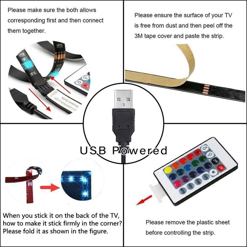 [AUSTRALIA] - USB LED Strip Lights with Remote Control and 5050 RGB,6.56FT/2M, Flexible Color,USB 5V Power Supply,DIY. 