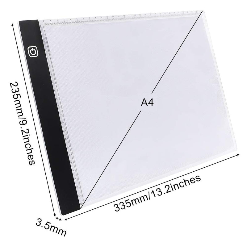 A4 Light Board Portable LED Tracing Light Box Adjustable Light Drawing Pad USB Powered with Felt Bag and Clips for Artists Drawing 5D DIY Diamond Painting Craft Sketching and Animation Design