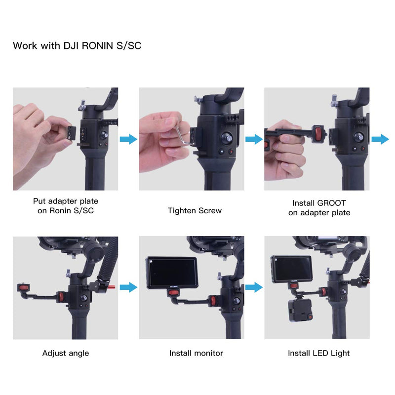 Weebill S/Ronin SC Camera Monitor Mount, Extension Plate Rotatable Magic Arm with 1/4 Thread Cold Shoe Mount Compatible with DJI Ronin S/SC/RS2/RSC2/Zhiyun Crane 3/2S/Weebill S/Lab