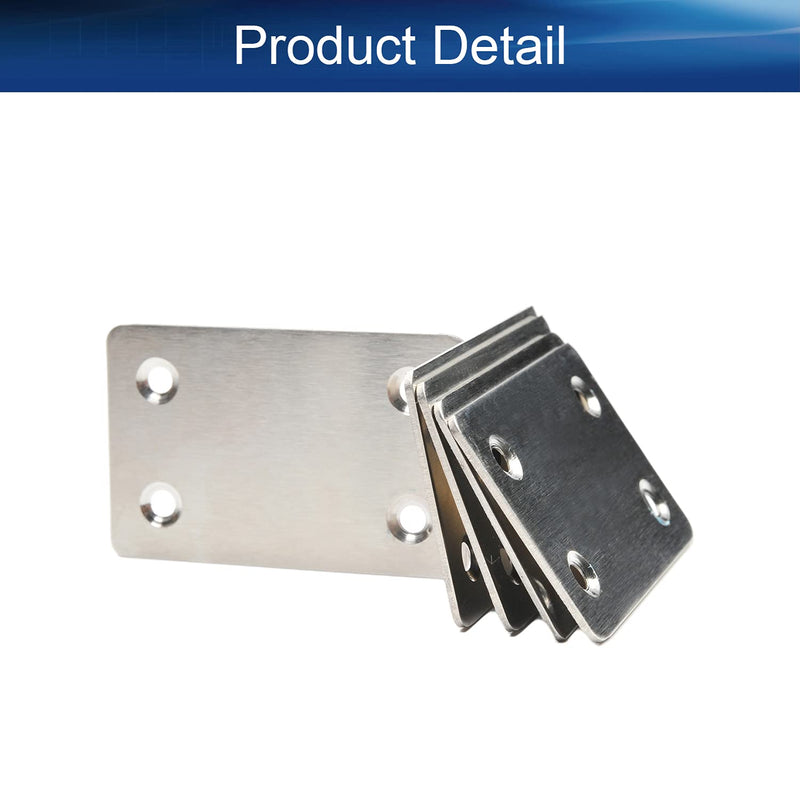 Heyiarbeit 5 PCS Flat Fixed Straight Bracket Repair Board 2.36" x 1.5"Brushed Stainless Steel Surface Connection Angle Bracket Gusset Plate