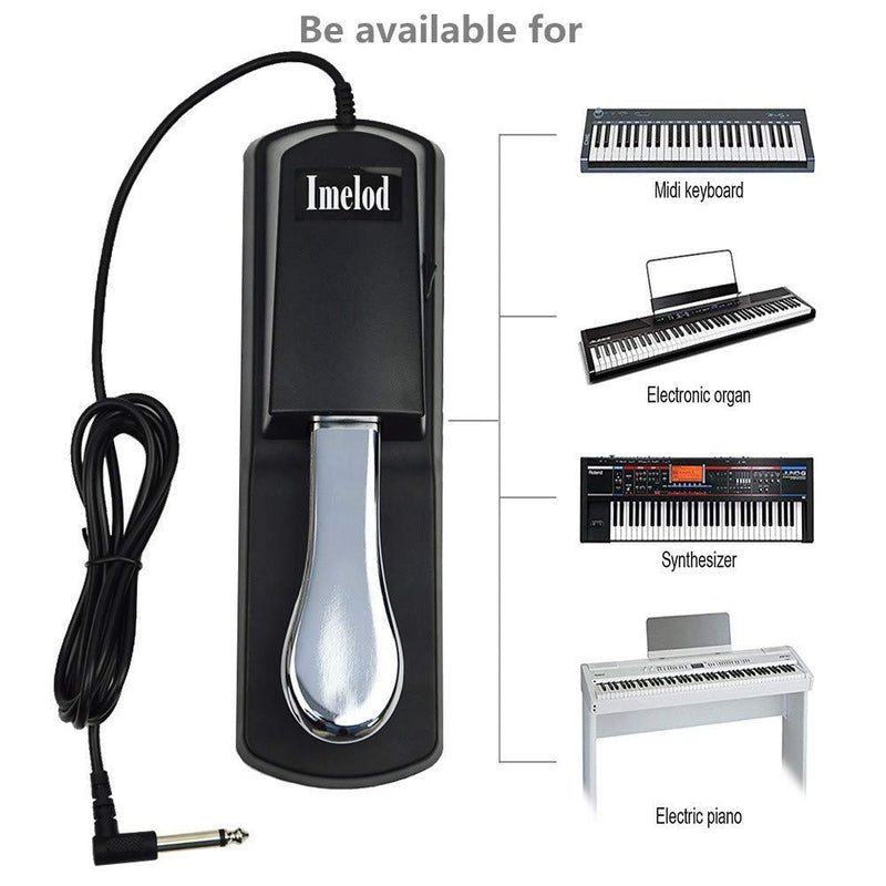Imelod Digital Piano and Keyboard Sustain Pedal for Yamaha,Roland,Casio,Korg,Behringer,Moog - Universal Foot Pedal Black