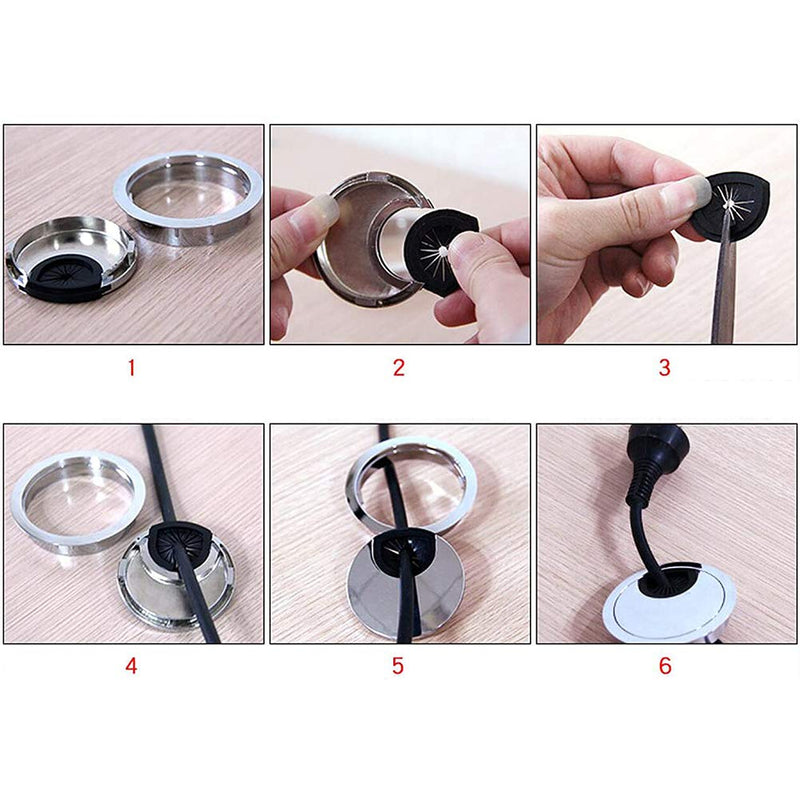 [AUSTRALIA] - MroMax 2.28" Desk Grommet Zinc Alloy 58mm Cable Hole Cover Cord Desk Grommets Arrange Wires Organizer for Home Office Desk Cable Cord Black 4Pcs 60 mm Mounting Hole Diameter 