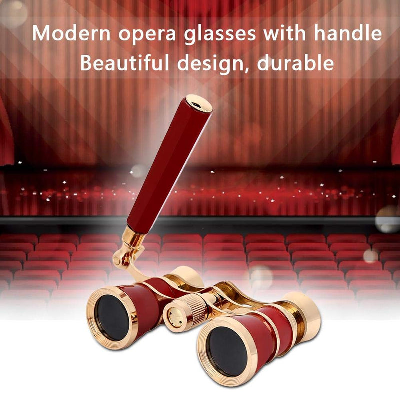 Binoculars for Opera,3X25 Central Focus Opera Glasses Binoculars, Theater Glasses with BAK-7 Prism & Handle, for Adults Kids, for Concert Theater Opera(Red-Brown) Red-brown
