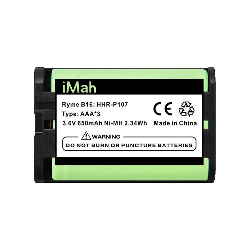3-Pack iMah HHR-P107 Phone Battery Compatible with Panasonic HHR-P107A/1B KX-TG6071 KX-TG6074 KX-TGA351 KX-TGA600 Handset Cordless Telephone (Type 35) 3-Pack HHR-P107 Batteries