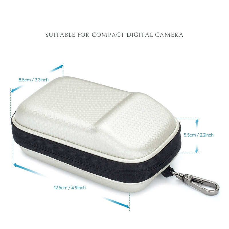 Hard EVA Shock Resistant Compact Digital Camera Case Carrying Protective for Canon PowerShot SX730 HS G9 X Nikon COOLPIX S33 Panasonic LUMIX DC GX850 ZS70 Sony Cyber-Shot HX90 Olympus TG-5, Off-White White