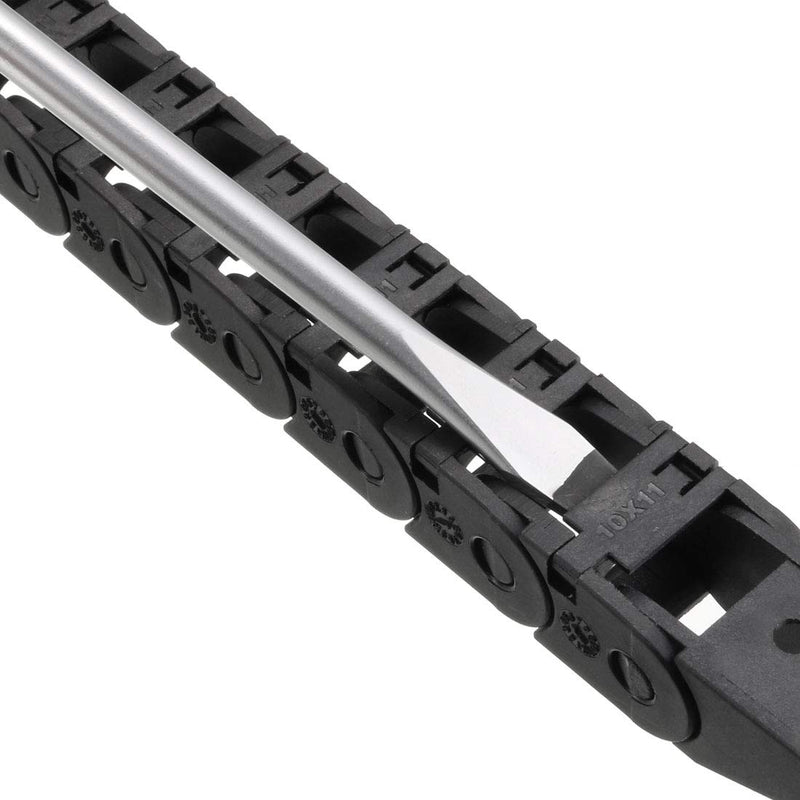 uxcell Drag Chain Cable Carrier Open Type with End Connectors R18 10X11mm 1 Meter Plastic for Electrical CNC Router Machines