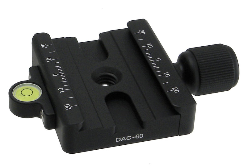 Desmond DAC-60 60mm QR Clamp 3/8" w 1/4" Adapter & Level Arca-Swiss Compatible for Tripod Head Quick Release