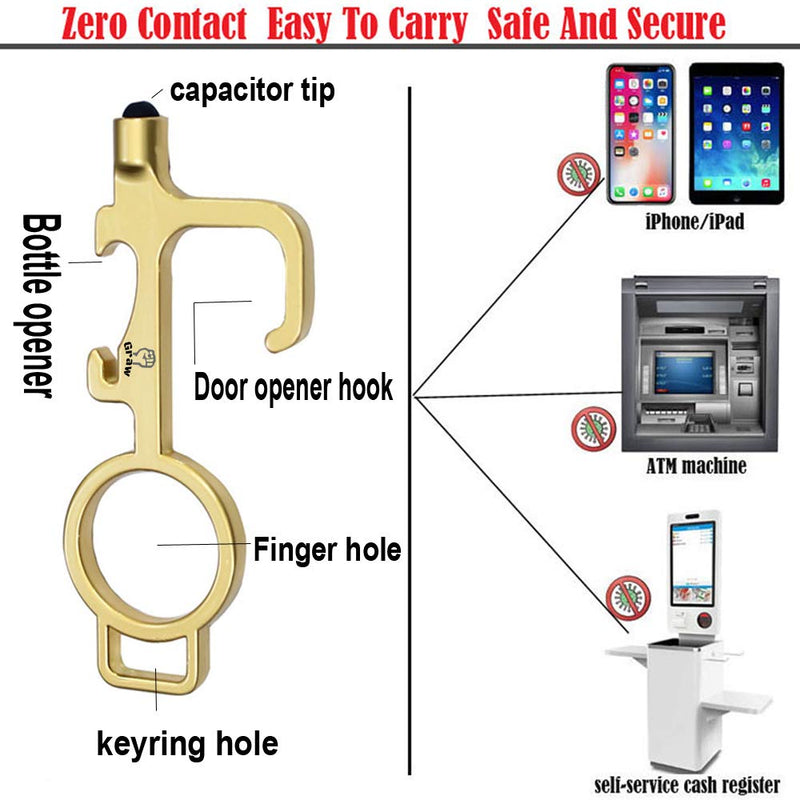 GRAW Handheld, Indoor, and Outdoor No Touch Portable Door Opener, Stylus Pen, Door Opener Keychain, Stylus Pens for Touch Screens, Hygiene, Soft Tip, Hook. (Rose Gold)
