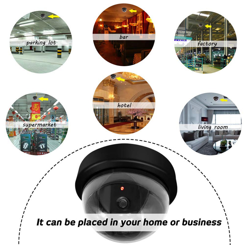 Dummy Camera CCTV Surveillance System with Realistic Simulated LEDs, findTop 2 Pack Fake Hemisphere Security Camera with 5 Pieces Warning Security Alert Sticker Decals